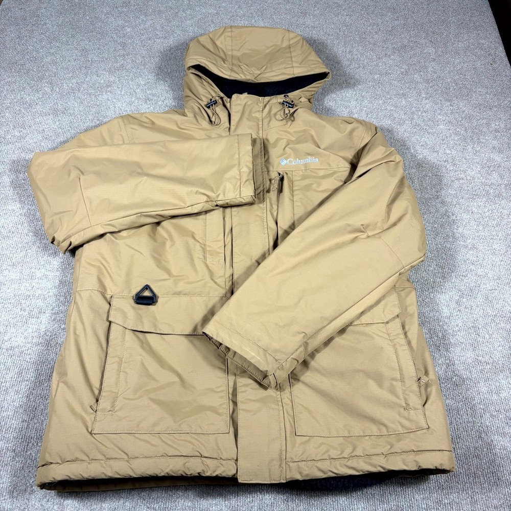 Columbia Landroamer Jacket Mens Medium Brown Hooded Sherpa Lined Utility Outdoor